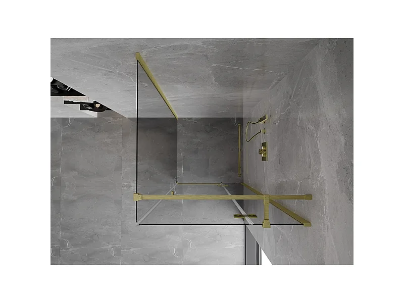 Mexen Mist-H T cabine de douche pivotante droite 110 x 110 cm, transparent, or brossé - 8A5T-110-110-55-00-P