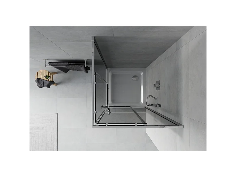 Mexen Rio vierkante douchecabine 70 x 70 cm, grafiet, chroom + Flat douchebak, wit - 860-070-070-01-40-4010
