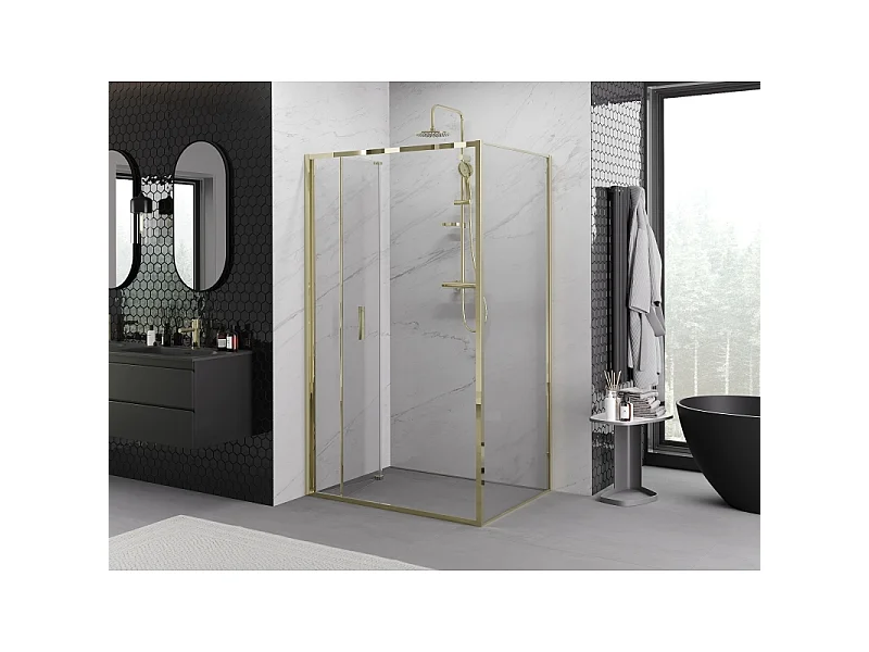 Mexen Exo klappbare Duschkabine 75 x 80 cm, transparent, gold - 816-075-080-50-00