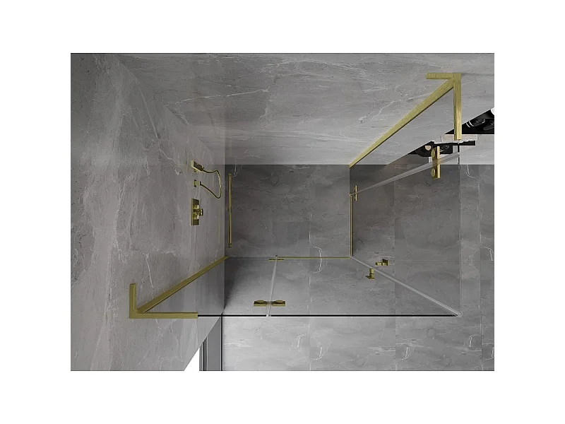 Mexen Mist-H L Duo brusekabine svingbar venstre 100 x 75 cm, transparent, børstet guld - 8A5L-100L-075P-55-00