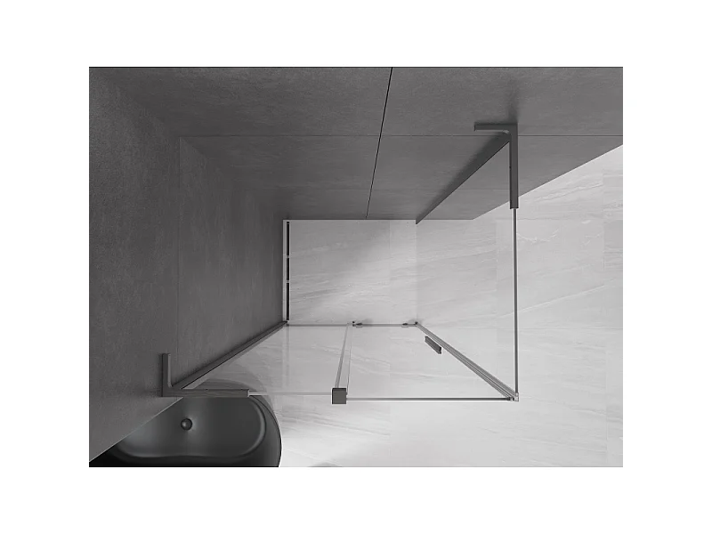 Mexen Velar L sliding shower cabin 90 x 80 cm, transparent, brushed gun gray - 871-090-080-03-66