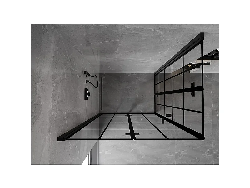 Mexen Mist-F Duo folding shower cabin 90 x 70 cm, black grid, black - 8A6-090L-070P-70-77