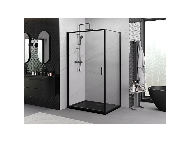 Mexen Exo cabina doccia apribile 90 x 70 cm, trasparente, nera - 817-090-070-70-00