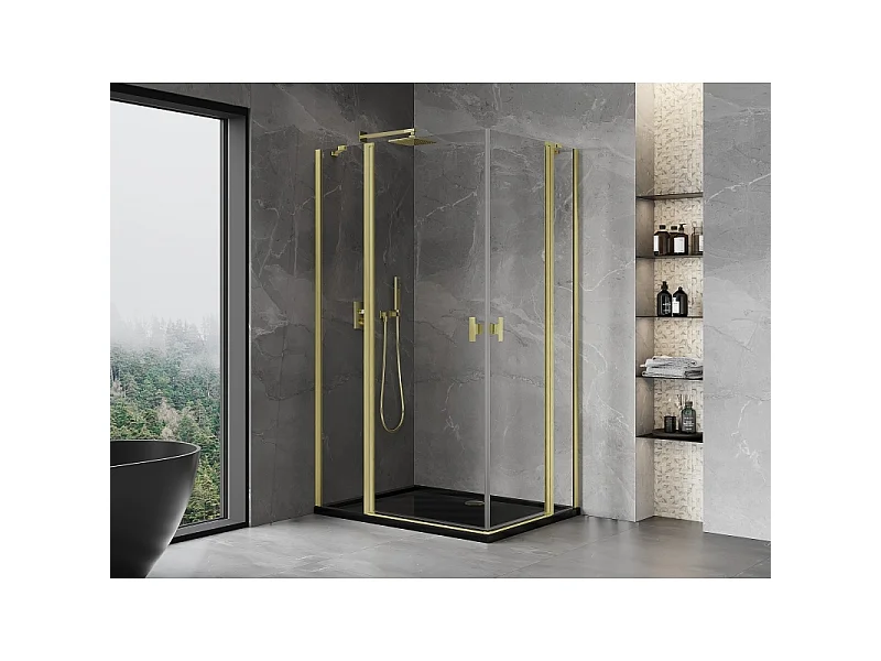 Mexen Mist Duo draaideur douchecabine 95 x 85 cm, transparant, goud geborsteld - 8A4-095-085-55-00