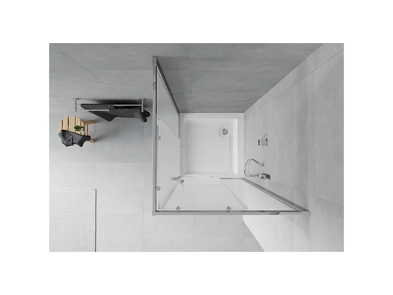 Mexen Rio vierkante douchecabine 70 x 70 cm, matglas, chroom + douchebak, wit - 860-070-070-01-30-4510