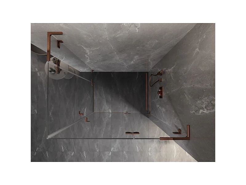 Mexen Lunar L Dubbele douchecabine met scharnierdeuren rechts 115 x 85 cm, transparant, roze goud - 834L-115P-085L-60-00