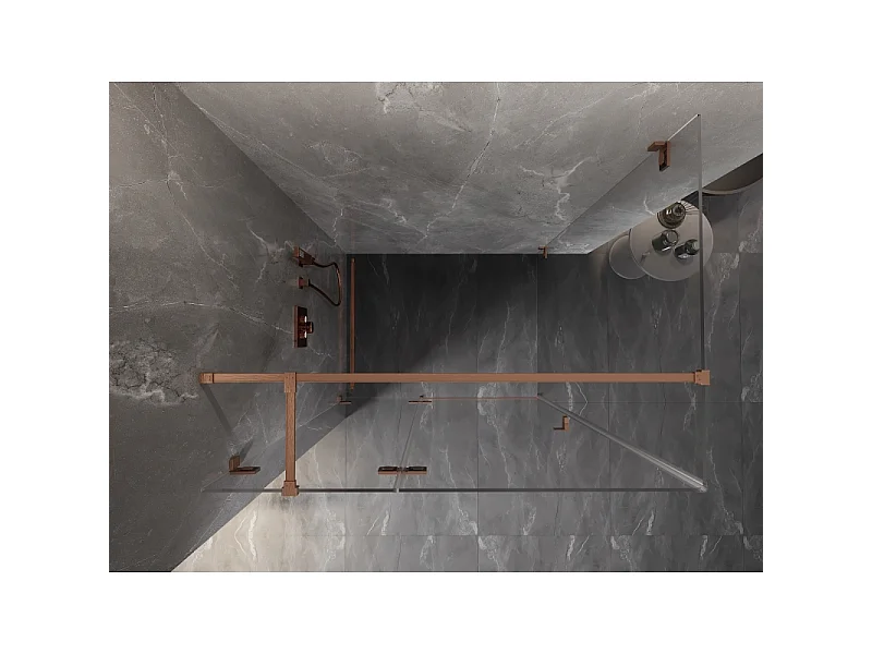 Mexen Lunar T shower enclosure, left hinged 125 x 80 cm, transparent, brushed copper - 834T-125-080-65-00-L
