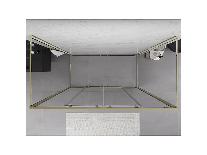 Mexen Exo-3S driehoekige douchecabine met schuifdeuren 170 x 95 cm, transparant, goud - 8152-170-095-50-00-3S