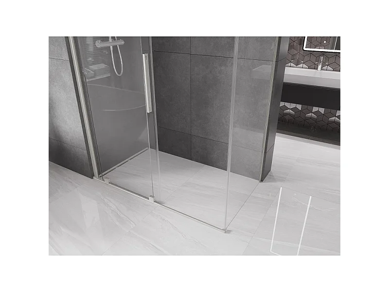 Mexen Velar schuifdouchecabine 160 x 100 cm, transparant, geborsteld nikkel - 871-160-100-01-97