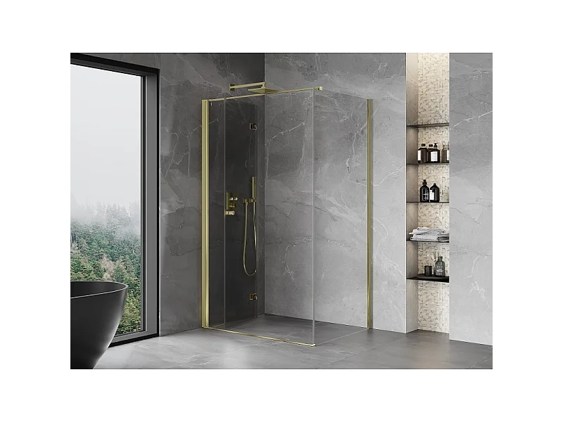 Mexen Mist-F T left folding shower cabin 100 x 70 cm, transparent, gold - 8A6T-100-070-50-00-L