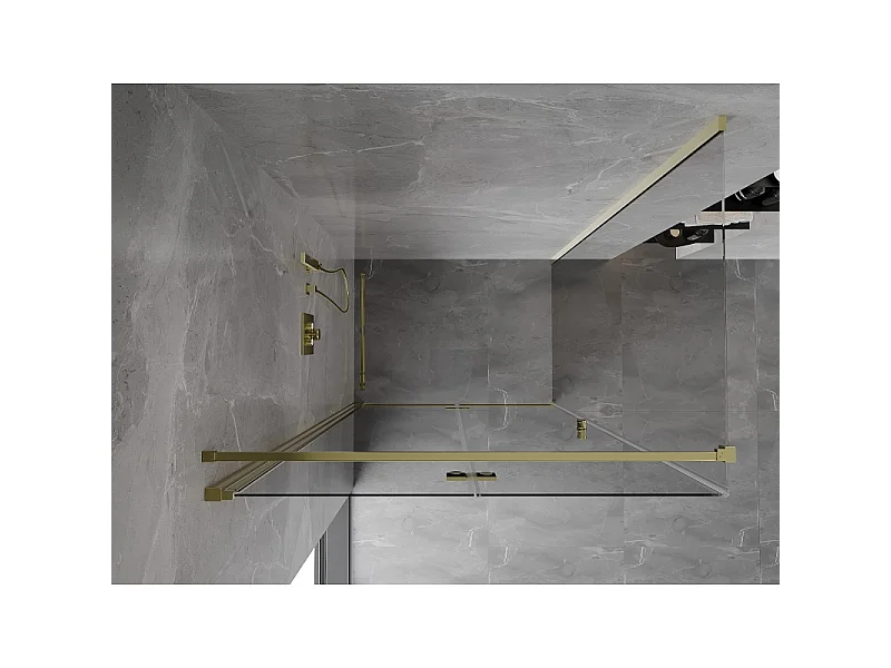 Mexen Mist-F T left folding shower cabin 100 x 70 cm, transparent, gold - 8A6T-100-070-50-00-L