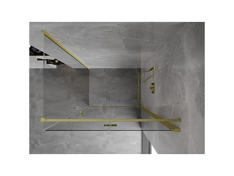 Mexen Mist-F foldbar brusekabine højre 70 x 120 cm, transparent, børstet guld - 8A6T-070-120-55-00-P