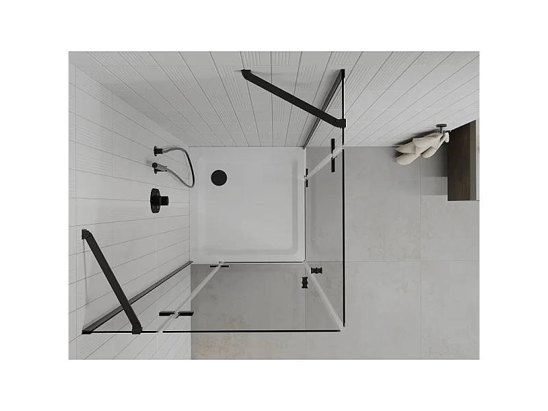 Mexen Roma Duo Swing Shower Cabin 90 x 90 cm, Transparent, Black + Flat Tray - 854-090-090-70-02-4010B