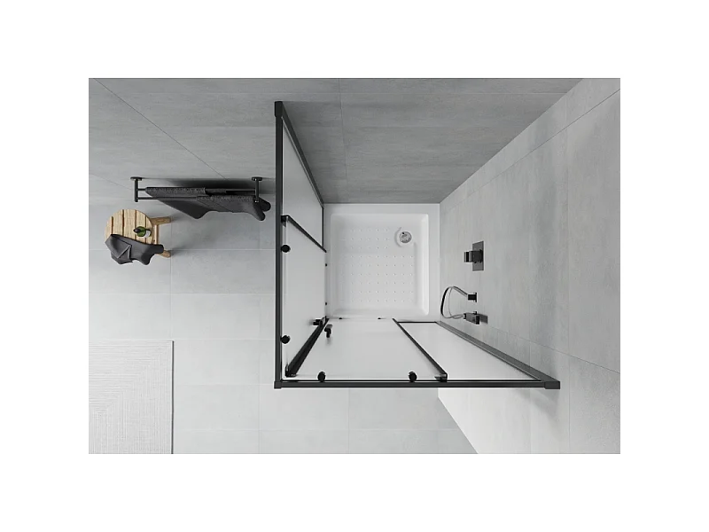 Mexen Rio vierkante douchecabine 70 x 70 cm, matglas, zwart + douchebak, wit - 860-070-070-70-30-4510