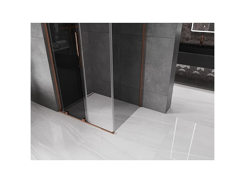 Mexen Velar L Duschkabine schiebbar 120 x 100 cm, Graphit, Roségold - 871-120-100-43-60