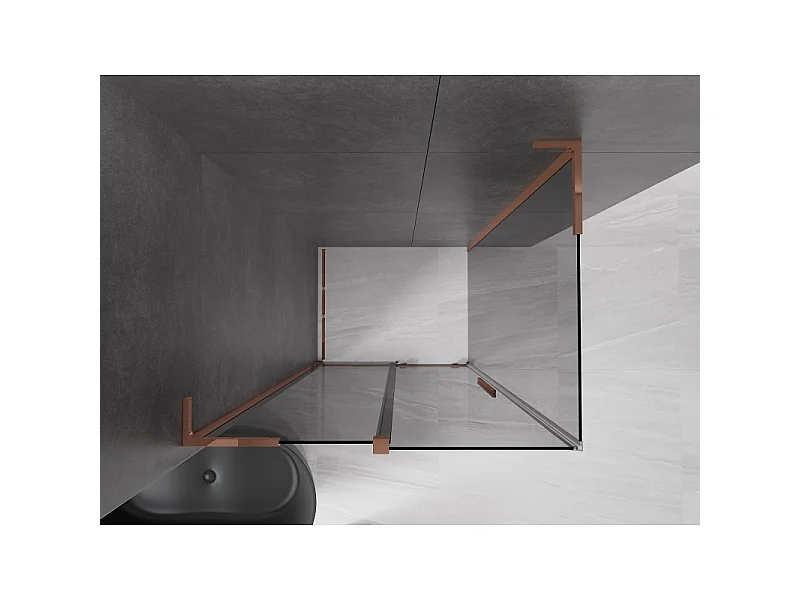 Mexen Velar L Duschkabine schiebbar 120 x 100 cm, Graphit, Roségold - 871-120-100-43-60