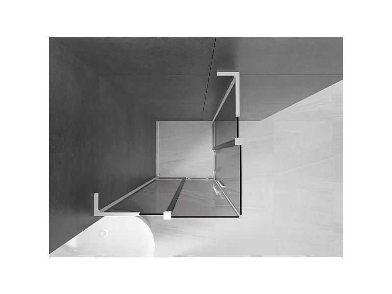 Mexen Velar L Duo schuif douchecabine 90 x 90 cm, grafiet, wit - 871-090-090-02-43-20