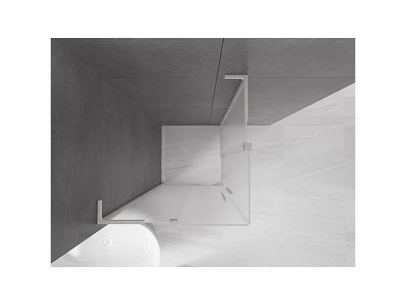 Mexen Velar L Duo skydedør brusekabine 80 x 80 cm, frostet, børstet nikkel - 871-080-080-02-33-97