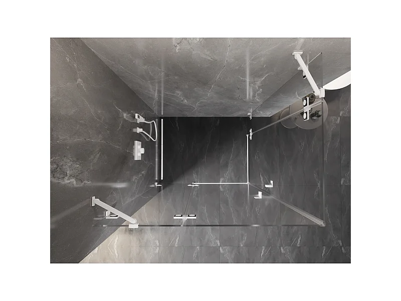 Mexen Lunar Duo brusekabine svingdør venstre 95 x 85 cm, transparent, hvid - 834-095L-085P-20-00