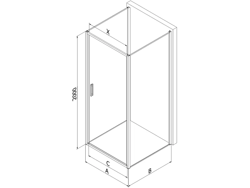 Mexen Exo-3S kabina prysznicowa 3-ścienna uchylna 75 x 70 cm, transparent, czarna - 817-075-070-70-00-3S