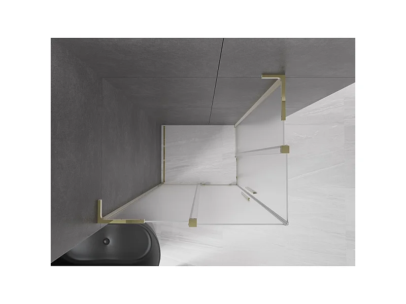Mexen Velar L Duo schuifdouchecabine 100 x 90 cm, matglas, goud - 871-100-090-02-33-50