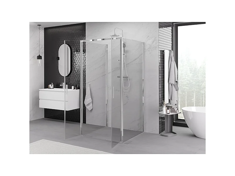 Mexen Exo-3S cabine de duche 3-paredes basculante 70 x 70 cm, transparente, cromado - 814-070-070-01-00-3S