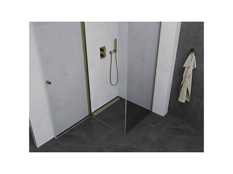 Mexen Pretoria brusekabine med svingdør 80 x 80 cm, transparent, guld - 852-080-080-50-00