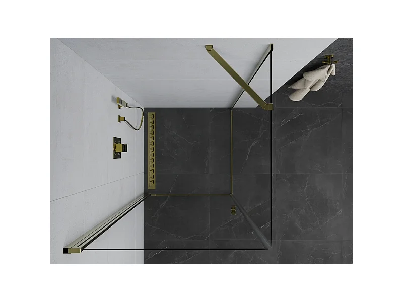 Mexen Pretoria brusekabine med svingdør 80 x 80 cm, transparent, guld - 852-080-080-50-00