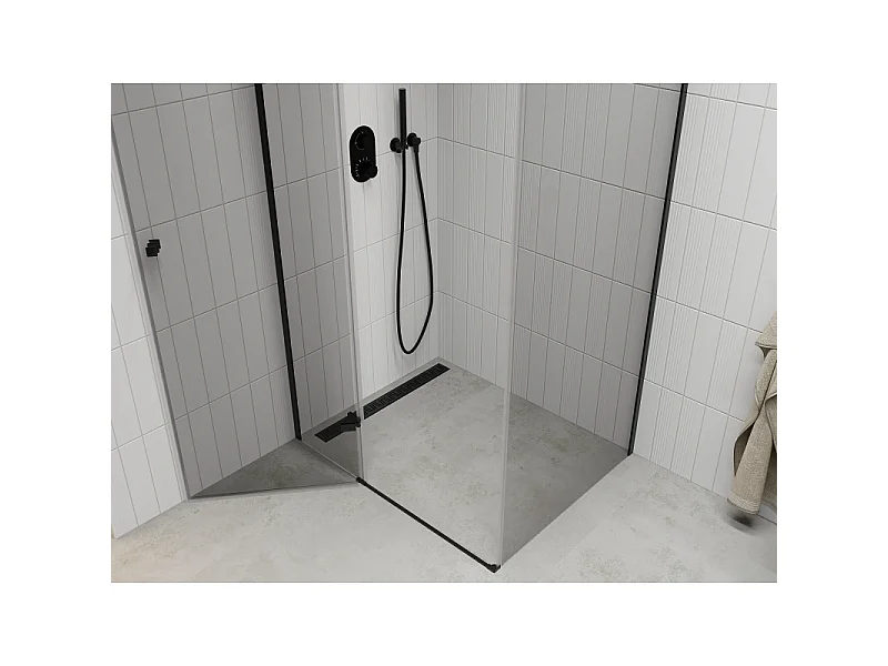 Mexen Roma schuifbare douchecabine 80 x 90 cm, transparant, zwart - 854-080-090-70-00