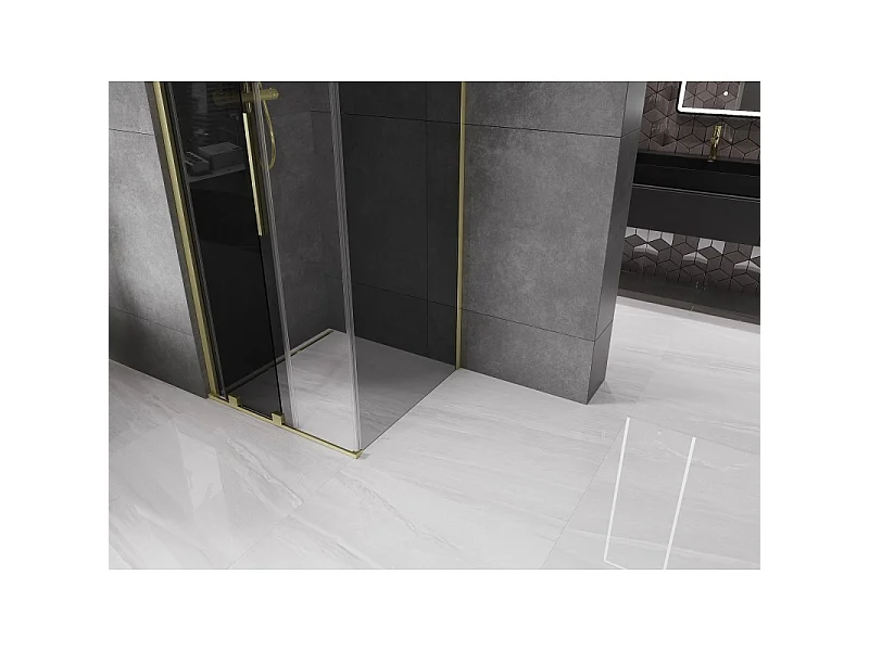 Mexen Velar schuifdouchecabine 120 x 120 cm, grafiet, geborsteld goud - 871-120-120-41-55
