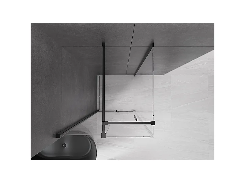 Mexen Velar schuifbare douchecabine 90 x 90 cm, transparant, zwart - 871-090-090-01-70