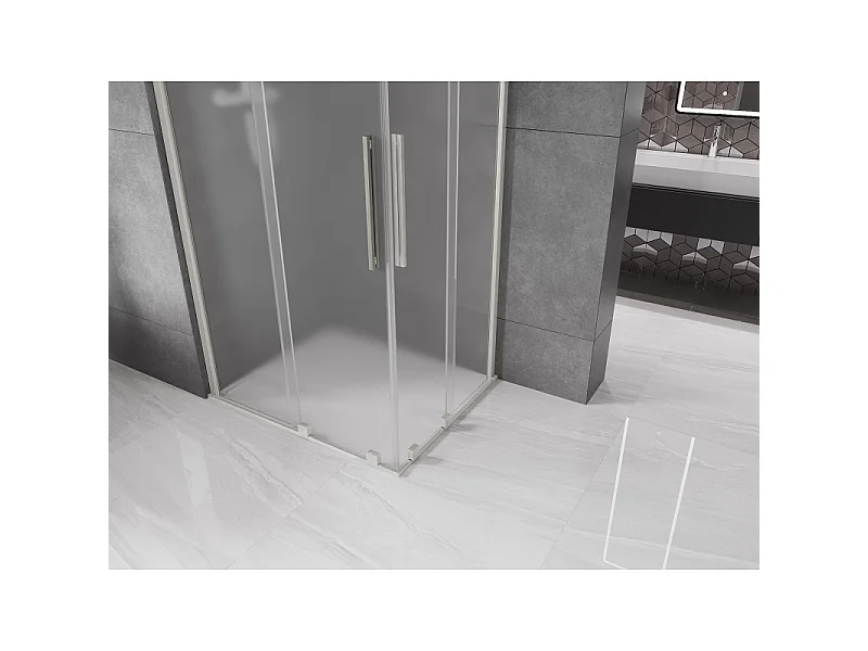 Mexen Velar Duo schuifdouchecabine 90 x 80 cm, ijs, geborsteld nikkel - 871-090-080-32-97