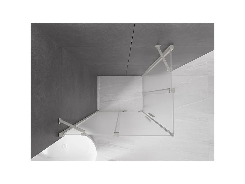Mexen Velar Duo schuifdouchecabine 90 x 80 cm, ijs, geborsteld nikkel - 871-090-080-32-97