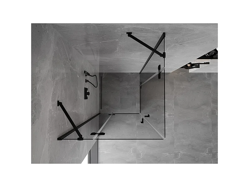 Mexen Mist-H Duo pregibna tuš kabina 100 x 100 cm, prozorna, črna - 8A5-100L-100P-70-00