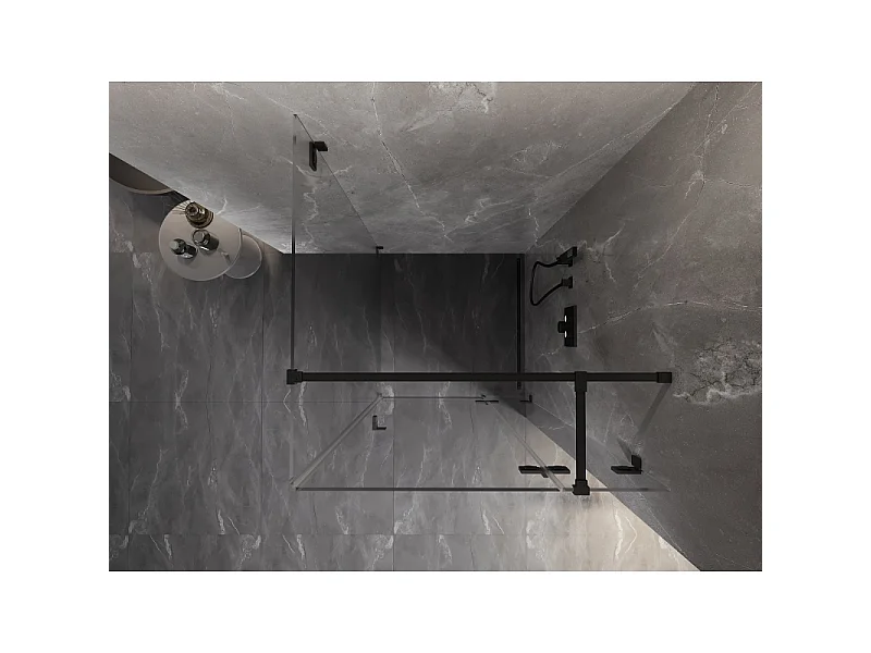 Mexen Lunar T cabina doccia apribile destra 90 x 90 cm, trasparente, nera - 834T-090-090-70-00-P