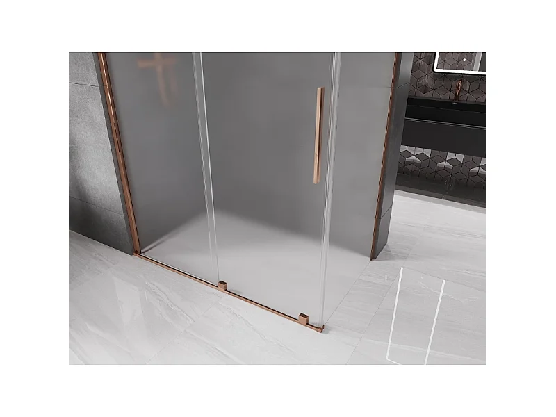 Mexen Velar schuifdouchecabine 150 x 75 cm, matglas, roségoud - 871-150-075-31-60