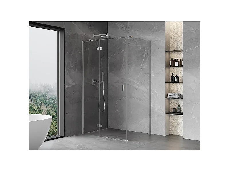 Mexen Mist-H T Leva nagibna prha, 90 x 70 cm, prosojna, krom - 8A5T-090-070-01-00-L