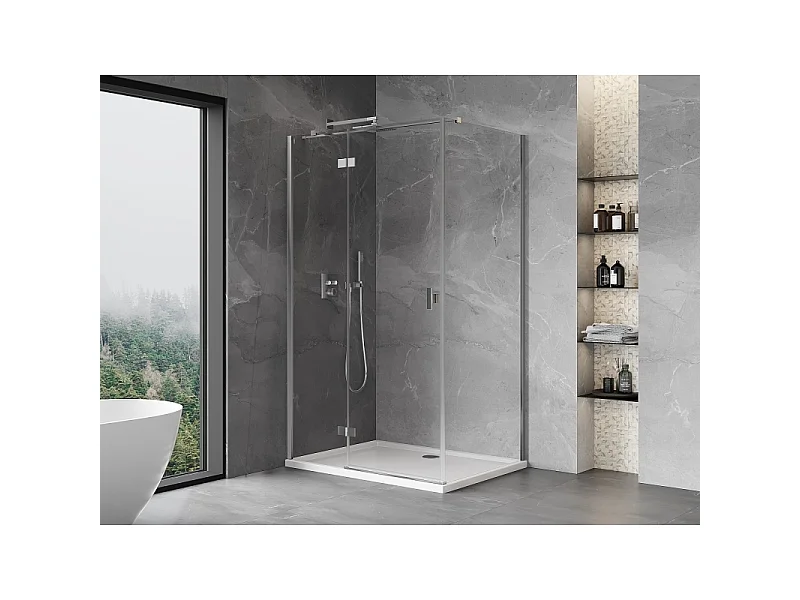 Mexen Mist-H T Leva nagibna prha, 90 x 70 cm, prosojna, krom - 8A5T-090-070-01-00-L