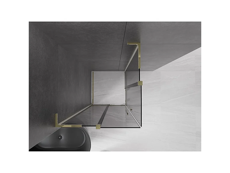 Mexen Velar L Duo kabina prysznicowa rozsuwana 80 x 80 cm, grafit, złota - 871-080-080-02-43-50