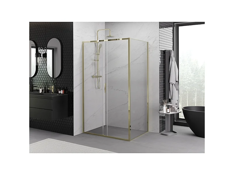 Mexen Exo Duschkabine 155 x 100 cm, transparent, gold - 8151-155-100-50-00