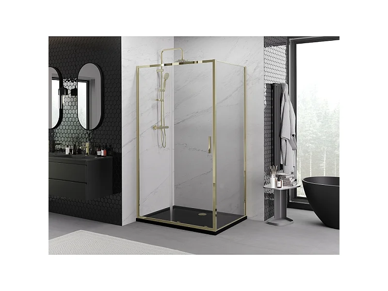 Mexen Exo Duschkabine 155 x 100 cm, transparent, gold - 8151-155-100-50-00