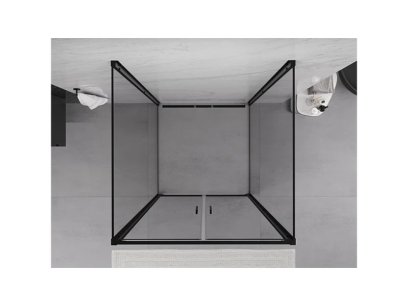 Mexen Exo-3S kabina prysznicowa 3-ścienna uchylna 100 x 100 cm, transparent, czarna - 814-100-100-70-00-3S