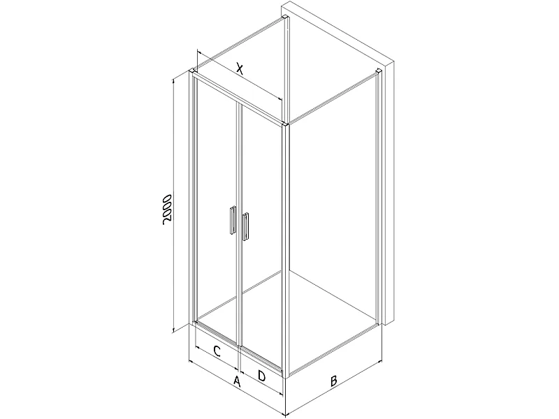Mexen Exo-3S kabina prysznicowa 3-ścienna uchylna 100 x 100 cm, transparent, czarna - 814-100-100-70-00-3S