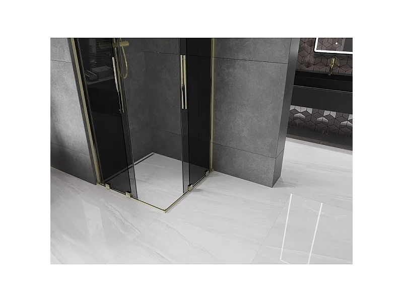 Mexen Velar Duo schuifdouchecabine 100 x 100 cm, grafiet, goud - 871-100-100-42-50