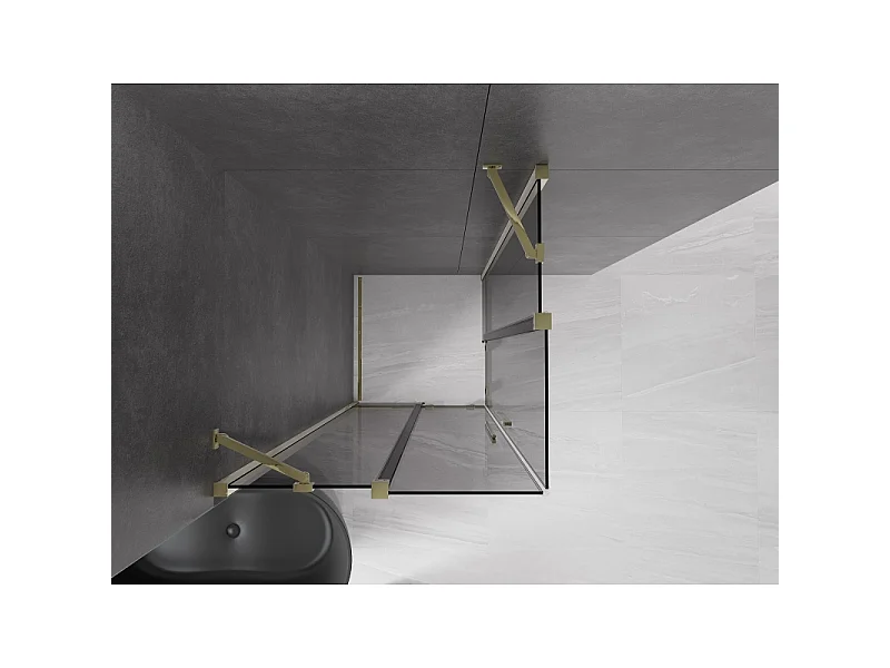Mexen Velar Duo schuifdouchecabine 100 x 100 cm, grafiet, goud - 871-100-100-42-50