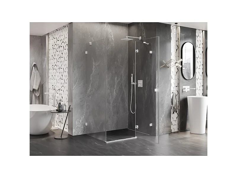 Mexen Lunar højre hængslet brusekabine 75 x 80 cm, transparent, hvid - 834-075-080-20-00-P