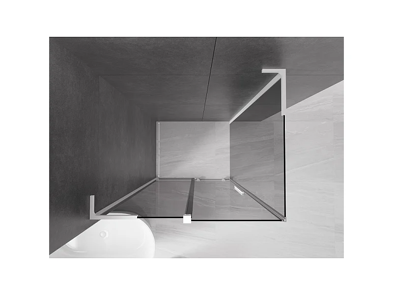 Mexen Velar L drsna kopalna kabina za prho 100 x 75 cm, grafit, bela - 871-100-075-43-20