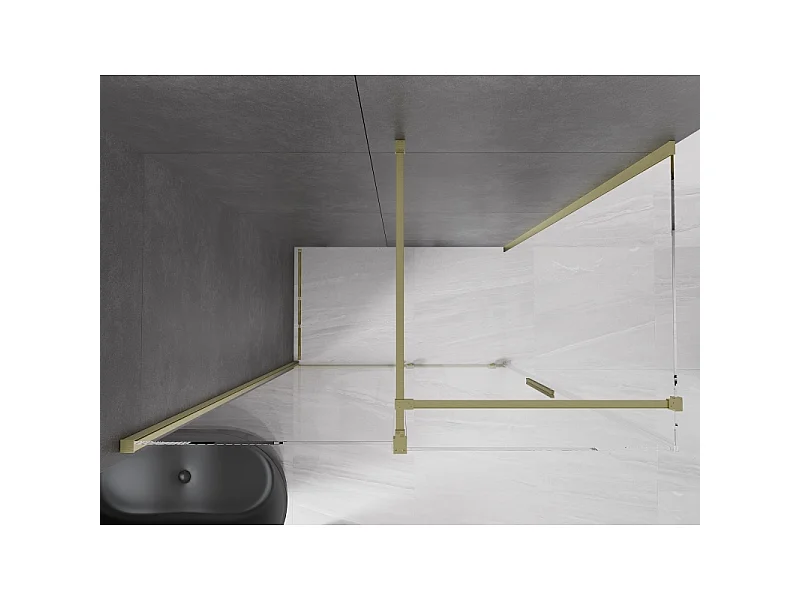 Mexen Velar schuifbare douchecabine 150 x 90 cm, transparant, geborsteld goud - 871-150-090-01-55