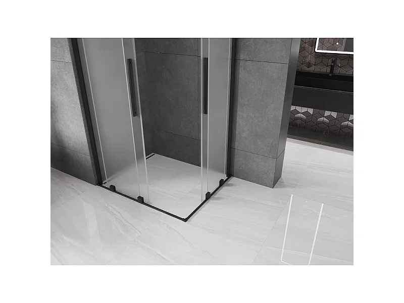 Mexen Velar Duo kabina prysznicowa rozsuwana 100 x 90 cm, szron, czarna - 871-100-090-32-70