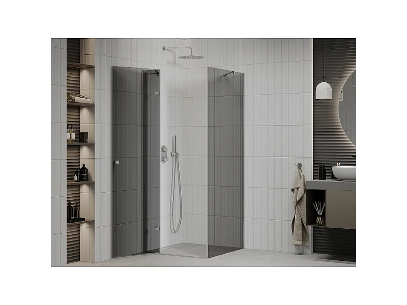 Mexen Roma Pivot-Duschkabine 70 x 70 cm, Graphit, Chrom - 854-070-070-01-40
